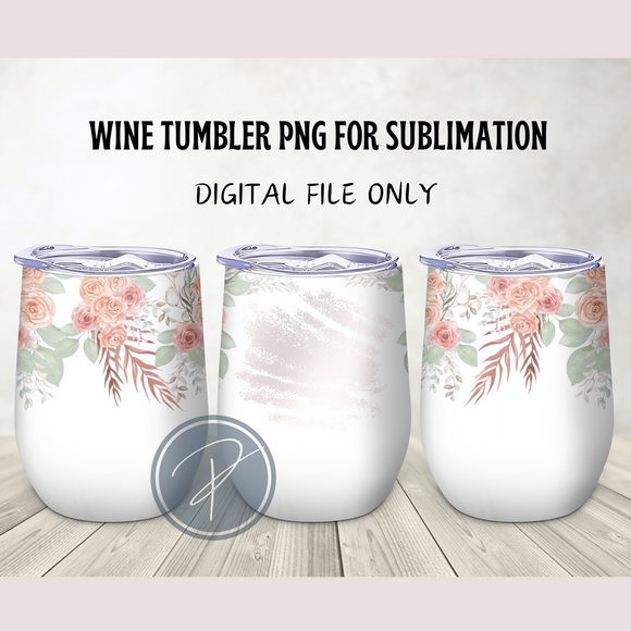Autumn Background Wine Tumbler Template - PNG Digital File