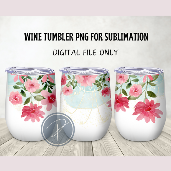 Pastel Floral Background Tumbler Template - PNG Digital File