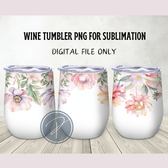 Pastel Floral Verse Wine Tumbler Template - PNG Digital File