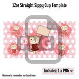 Pink Kittens Sippy Cup Template - PNG Digital File