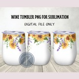 Sunflower Wine Tumbler Template - PNG Digital File