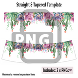 Succulents Floral Wine Tumbler Template - PNG Digital File
