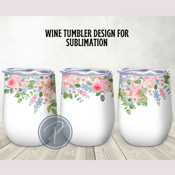 Rosy Wine Tumbler Template - PNG Digital File