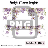 Purple Floral Background Tumbler Template - PNG Digital File