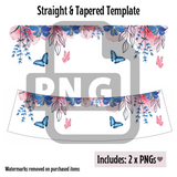 Butterfly Pink & Blue Wine Tumbler Template - PNG Digital File