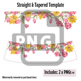 Pink and Yellow Tulip Wine Tumbler Template - PNG Digital File