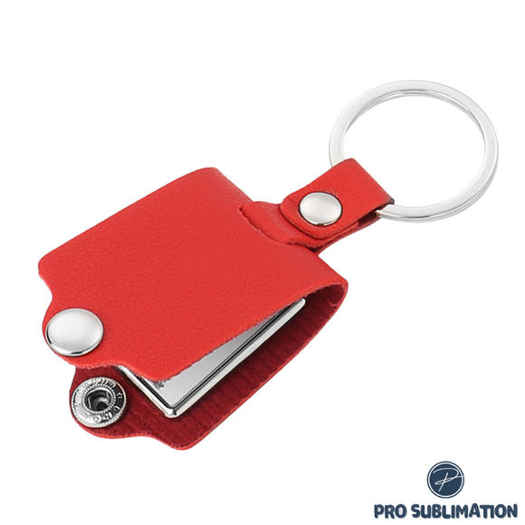 Leather case keychain - Red