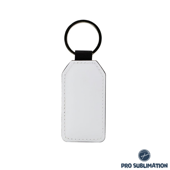 PU white keychain - Rectangular