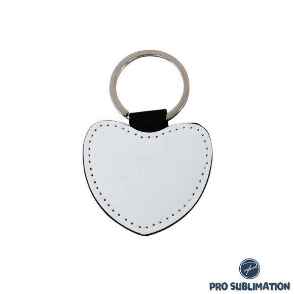 PU white keychain - Heart