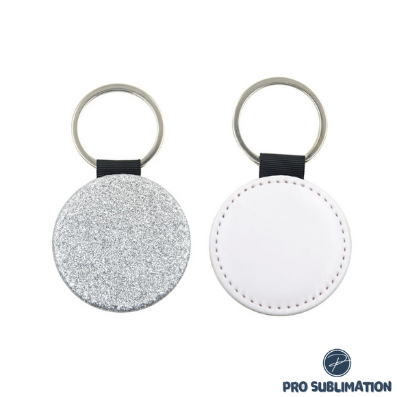 PU Glitter keychain - Silver