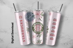 Pink Starbucks 15oz & 20oz Tumbler Template - PNG Digital File