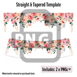 Peach Floral Wine Tumbler Template - PNG Digital File