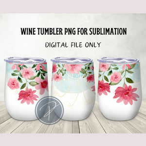 Pastel Floral Background Tumbler Template - PNG Digital File