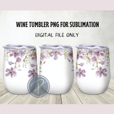 Purple Floral Background Tumbler Template - PNG Digital File