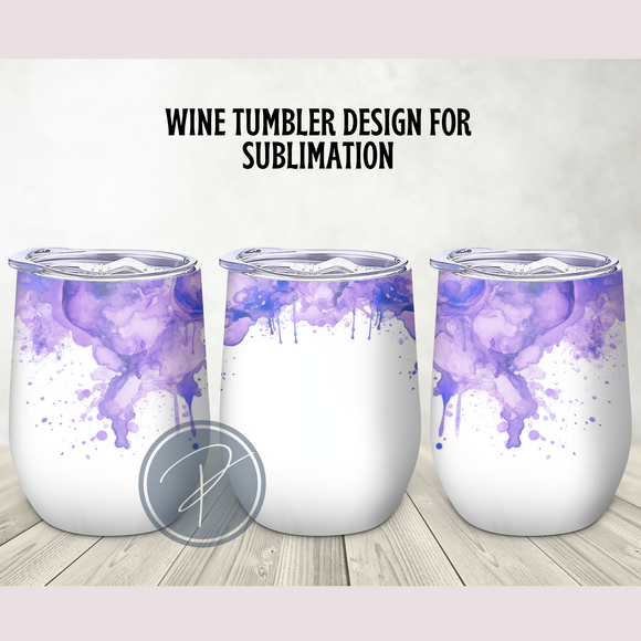 Purple Paint Wine Tumbler Template - PNG Digital File