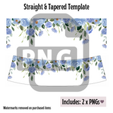 Blue Floral Wine Tumbler Template - PNG Digital File