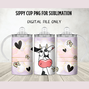 Cute Cow Sippy Cup Template - PNG Digital File