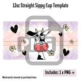 Cute Cow Sippy Cup Template - PNG Digital File
