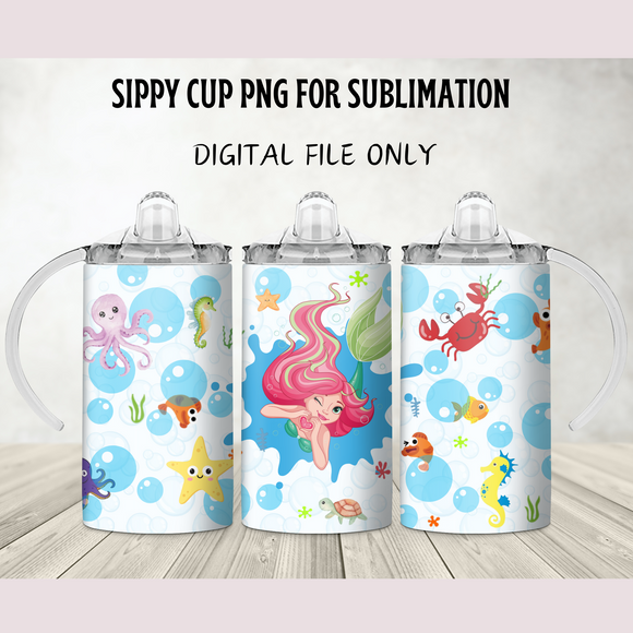 Mermaid Sippy Cup Template - PNG Digital File