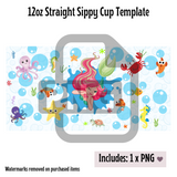 Mermaid Sippy Cup Template - PNG Digital File