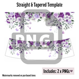 Purple Floral Wine Tumbler Template - PNG Digital File