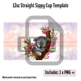 Sleepy Koala Sippy Cup Template - PNG Digital File
