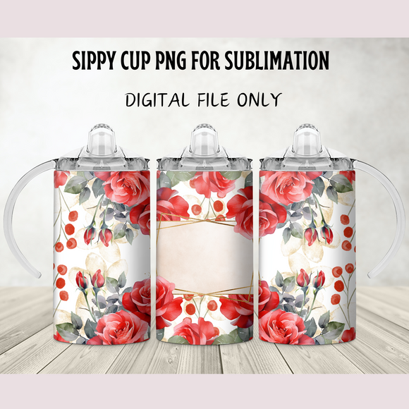 Elegant Rose Sippy Cup Template - PNG Digital File