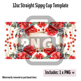 Elegant Rose Sippy Cup Template - PNG Digital File