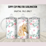 Floral Horse Sippy Cup Template - PNG Digital File