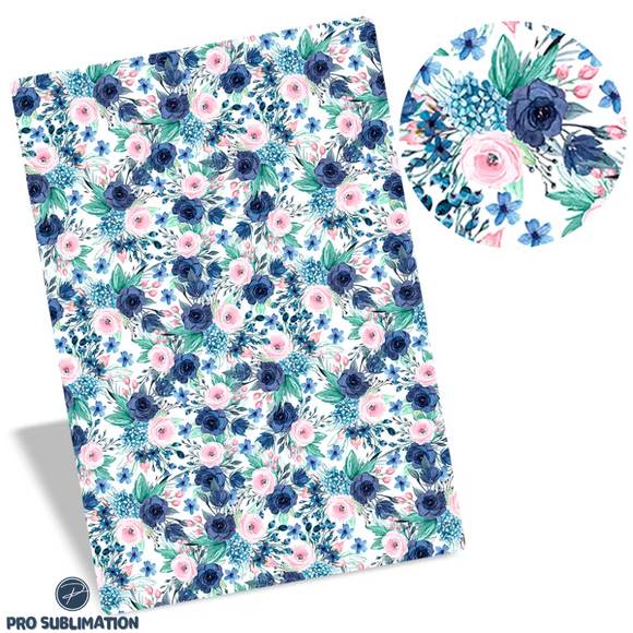 Blue & Pink Floral faux leather