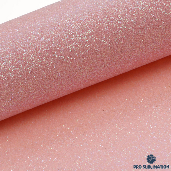 Rose pink fine glitter faux leather