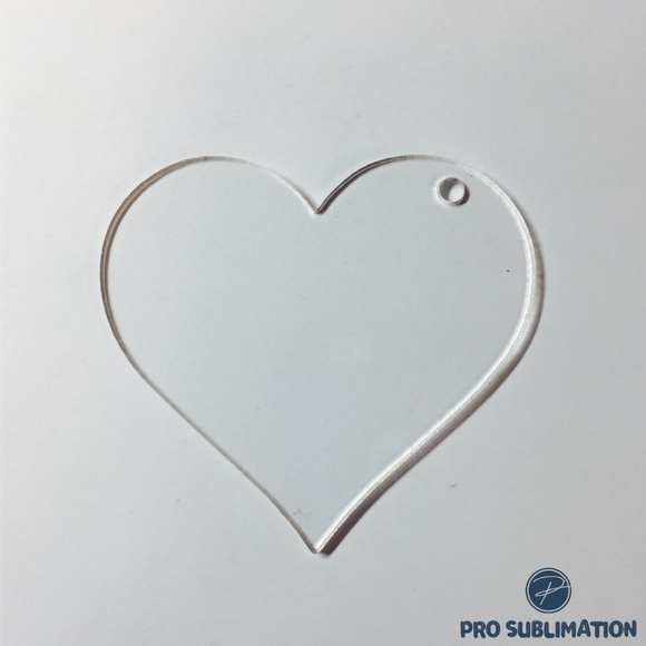 Acrylic disc clear heart (with hole)