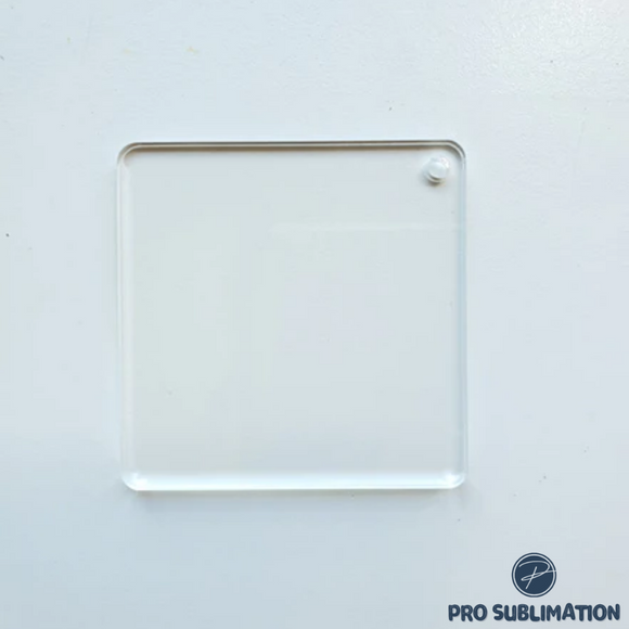 Acrylic disc clear square (with hole)