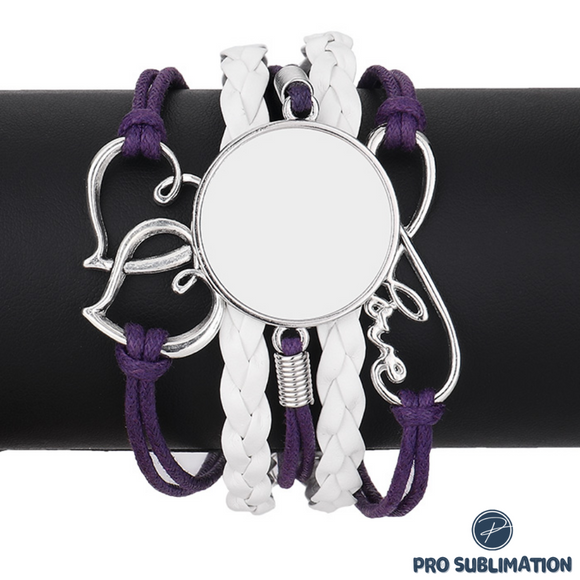 PU leather bracelet - Purple & White