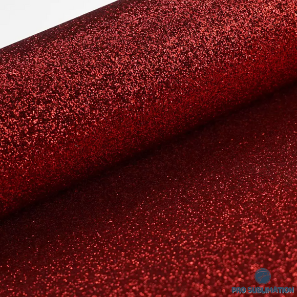 Dark red fine glitter faux leather