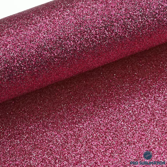 Dark pink fine glitter faux leather