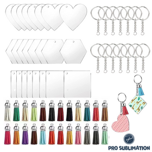 Mixed BULK PACK - Acrylic disc with tassel keyring (24 sets)